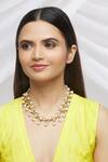 Just Shradhas_Gold Plated Leaf Pearl Embellished Necklace _Online_at_Aza_Fashions