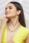 Buy_Just Shradhas_Gold Plated Leaf Pearl Embellished Necklace _Online_at_Aza_Fashions
