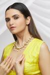Shop_Just Shradhas_Gold Plated Leaf Pearl Embellished Necklace _Online_at_Aza_Fashions
