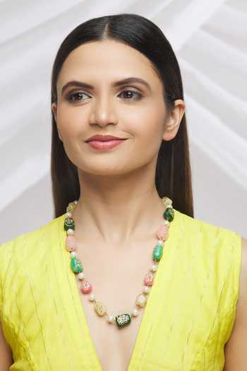 Just Shradhas_Multi Color Handpainted Beaded Necklace _Online_at_Aza_Fashions