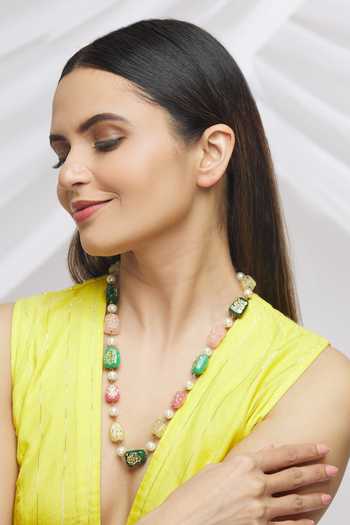 Buy_Just Shradhas_Multi Color Handpainted Beaded Necklace _Online_at_Aza_Fashions