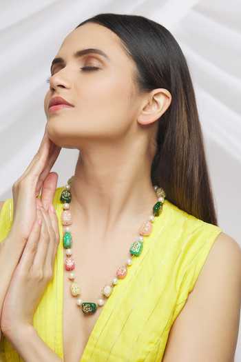 Shop_Just Shradhas_Multi Color Handpainted Beaded Necklace _Online_at_Aza_Fashions