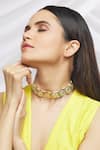 Just Shradhas_Gold Plated Kundan Studded Choker _Online_at_Aza_Fashions