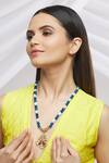 Buy_Just Shradhas_Blue Onyx Beaded Flower Pendant Necklace _Online_at_Aza_Fashions