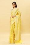 Buy_Pinki Sinha_Yellow Cotton Handwoven Paisley Banarasi Saree _at_Aza_Fashions