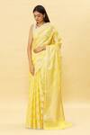 Buy_Pinki Sinha_Yellow Cotton Handwoven Paisley Banarasi Saree _Online_at_Aza_Fashions