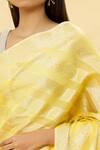 Pinki Sinha_Yellow Cotton Handwoven Paisley Banarasi Saree _at_Aza_Fashions