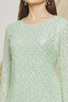 Basanti - Kapde Aur Koffee_Green Georgette Embroidered Sequin Round Kurta Sharara Set _at_Aza_Fashions