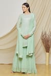 Buy_Basanti - Kapde Aur Koffee_Green Georgette Embroidered Sequin Round Kurta Sharara Set _at_Aza_Fashions