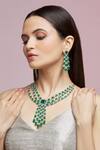 Buy_Chaotiq By Arti_Emerald Stone Drop Necklace Jewellery Set_Online_at_Aza_Fashions