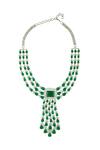 Shop_Chaotiq By Arti_Emerald Stone Drop Necklace Jewellery Set_Online_at_Aza_Fashions
