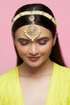 Shop_Kiara_Gold Plated Artificial Stones Pearl Embellished Mathapatti _Online_at_Aza_Fashions