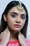 Shop_Namasya_Gold Plated Floral Motif Maangtikaa _at_Aza_Fashions