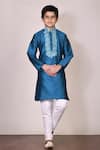 Buy_Arihant Rai Sinha_Blue Silk Embroidery Kurta Set _at_Aza_Fashions