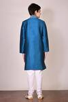 Shop_Arihant Rai Sinha_Blue Silk Embroidery Kurta Set _at_Aza_Fashions