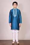 Buy_Arihant Rai Sinha_Blue Silk Embroidery Kurta Set _Online_at_Aza_Fashions