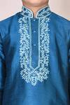 Shop_Arihant Rai Sinha_Blue Silk Embroidery Kurta Set _Online_at_Aza_Fashions