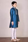 Petite Pomme_Blue Silk, Cotton Embroidery Kurta Set_Online_at_Aza_Fashions