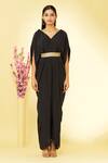 Megha Garg Black Pure Crepe V Neck Jumpsuit at Aza Fashions Megha Garg_Black Pure Crepe V Neck Jumpsuit _at_Aza_Fashions