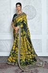 Buy_Samyukta Singhania_Yellow Satin Silk Tie Dye Pattern Saree_at_Aza_Fashions