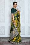 Samyukta Singhania_Yellow Satin Silk Tie Dye Pattern Saree_Online_at_Aza_Fashions