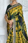 Buy_Samyukta Singhania_Yellow Satin Silk Tie Dye Pattern Saree_Online_at_Aza_Fashions
