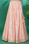 Surbhi Shah Peach Dupatta Organza, Lehenga And Blouse Spun Hand Embroidered Set at Aza Fashions Surbhi Shah_Peach Dupatta Organza, Lehenga And Blouse Spun Hand Embroidered Set _at_Aza_Fashions
