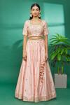 Buy Surbhi Shah Peach Dupatta Organza, Lehenga And Blouse Spun Hand Embroidered Set Online at Aza Fashions Buy_Surbhi Shah_Peach Dupatta Organza, Lehenga And Blouse Spun Hand Embroidered Set _Online_at_Aza_Fashions