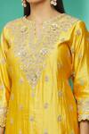 Buy_Surbhi Shah_Yellow Dupatta Organza, Kurta And Sharara Pure Spun Silk Hand Embroidered Set_Online_at_Aza_Fashions