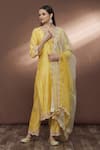Surbhi Shah_Yellow Dupatta Organza, Spun Silk Floral Embroidered Kurta Set _Online_at_Aza_Fashions