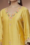 Buy_Surbhi Shah_Yellow Dupatta Organza, Spun Silk Floral Embroidered Kurta Set _Online_at_Aza_Fashions