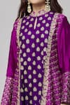 Buy_Surbhi Shah_Purple Pure Spun Silk Embroidery Floral Full Sleeve Kurta And Pant Set  _Online_at_Aza_Fashions