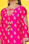 Buy_Surbhi Shah_Pink Silk, Organza Embroidery Round Neck Floral Kurta Set _Online_at_Aza_Fashions