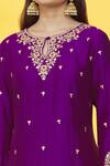Shop_Surbhi Shah_Magenta Pure Spun Silk Embroidery Scallop Round Hem Kurta Pant Set  _Online_at_Aza_Fashions