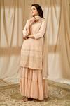 Alaya Advani_Peach Kurta And Gharara: Georgette Embroidery Sequin Round Set For Women_at_Aza_Fashions