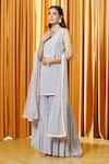 Alaya Advani_Grey Kurta And Palazzo Natural Crepe Embroidered Crystal Bodice Sharara Set _at_Aza_Fashions