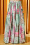 Aariyana Couture_Green Crepe, Silk, Net, Denim Tassels, Mosaic Print Lehenga Set With Choli_Online