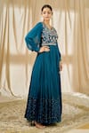 Shop_Alaya Advani_Blue Chanderi Floral Embroidered Gown_Online_at_Aza_Fashions