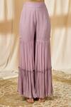 Alaya Advani_Purple Chanderi Hand Embroidered Sequin Kurta V Neck Jacket Set _at_Aza_Fashions