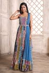 Alaya Advani_Blue Printed Anarkali With Dupatta_Online_at_Aza_Fashions
