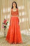 Buy_Alaya Advani_Orange Organza; Lining: Shantoon Print And Layered Lehenga Set For Women_Online_at_Aza_Fashions