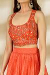 Alaya Advani_Orange Organza; Lining: Shantoon Print And Layered Lehenga Set For Women_at_Aza_Fashions