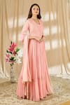 Shop_Alaya Advani_Pink Georgette And Chiffon; Lining: Shantoon Long Kurta Palazzo Set For Women_Online_at_Aza_Fashions