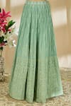 Alaya Advani_Green Blouse Dupion Silk Embroidery Thread Scoop Neck Lucknowi Lehenga Set _at_Aza_Fashions