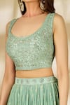 Buy_Alaya Advani_Green Blouse Dupion Silk Embroidery Thread Scoop Neck Lucknowi Lehenga Set _Online_at_Aza_Fashions