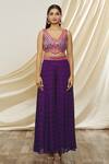 Buy_Yoshita Couture_Purple Blouse And Sharara Georgette With Shantoon Lining & Cape Nori & Set 