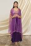 Buy_Yoshita Couture_Purple Blouse And Sharara Georgette With Shantoon Lining & Cape Nori & Set _Online_at_Aza_Fashions