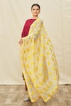 Buy_Nazaakat By Samara Singh_Yellow Kota Doria Geometric Phulkari Dupatta_Online_at_Aza_Fashions