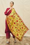 Naintara Bajaj Yellow Silk Embroidery Floret Pattern Phulkari Dupatta Online at Aza Fashions Naintara Bajaj_Yellow Silk Embroidery Floret Pattern Phulkari Dupatta_Online_at_Aza_Fashions