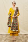 Shop_Samyukta Singhania_Multi Color Silk Embroidered Phulkari Geometrical Dupatta _Online_at_Aza_Fashions